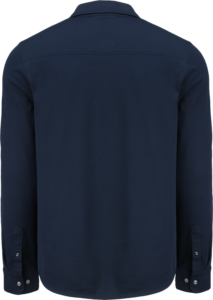MCK01332 Chemise en maille piqué tri-mélange homme-marine