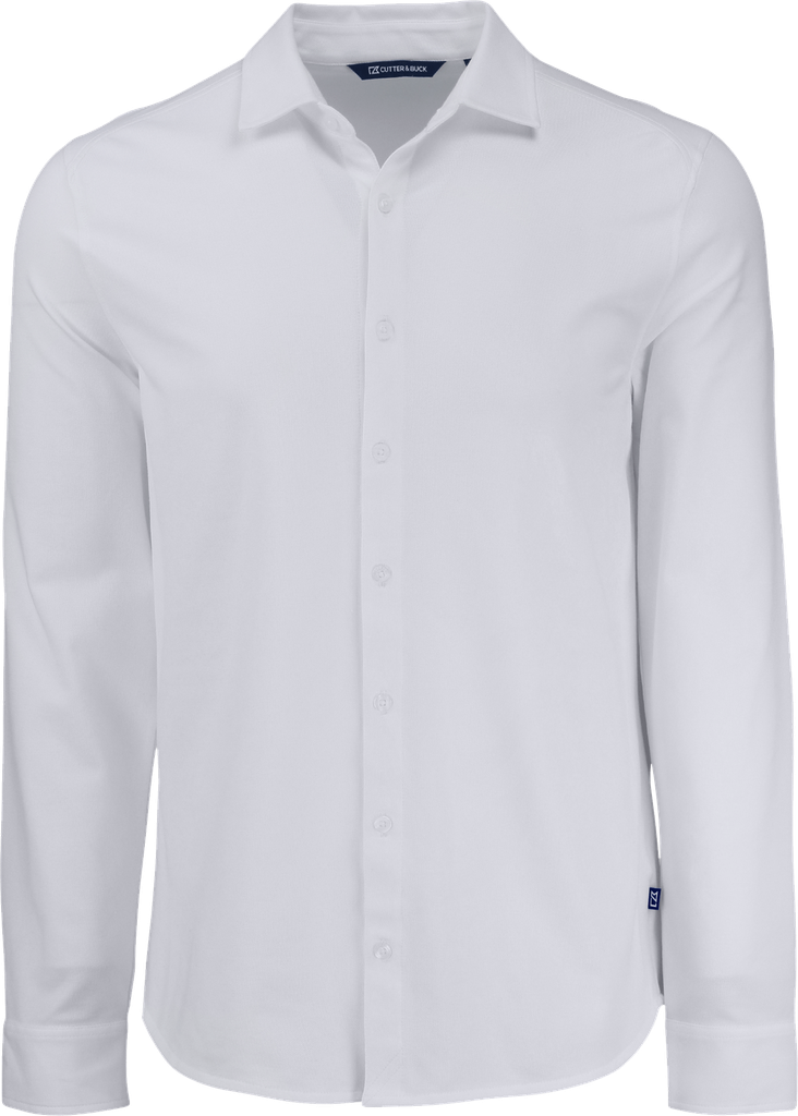 MCK01332 Chemise en maille piqué tri-mélange homme-blanc