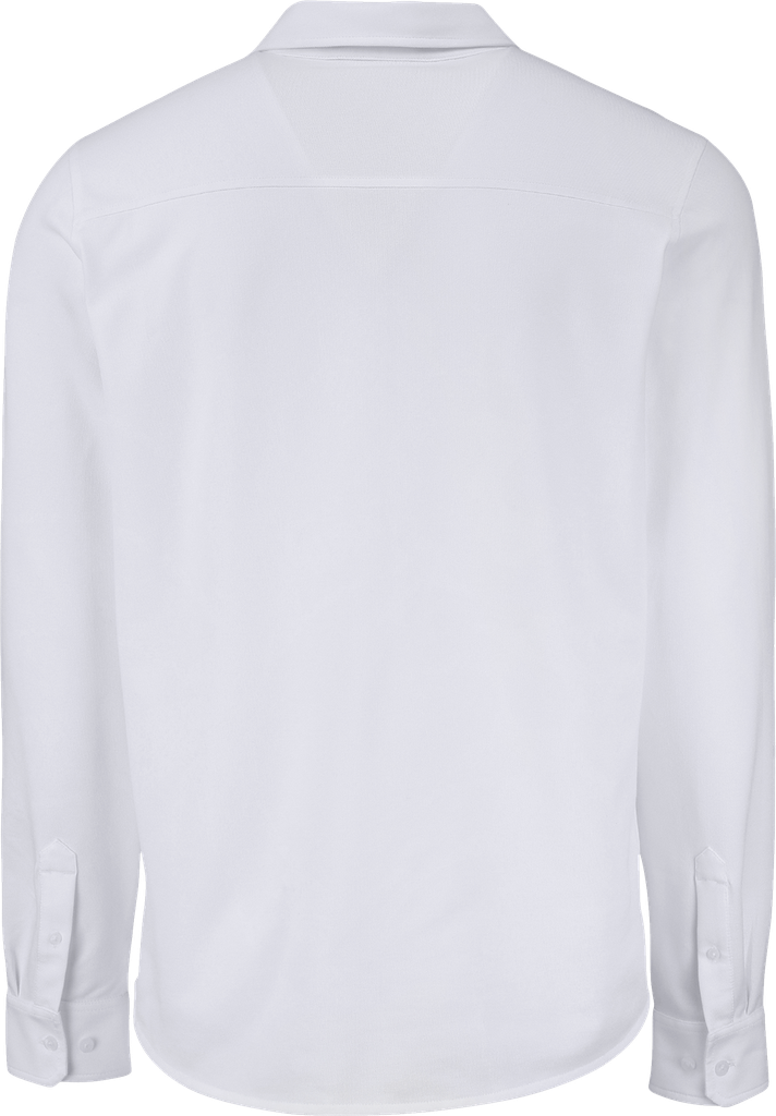 MCK01332 Chemise en maille piqué tri-mélange homme-blanc