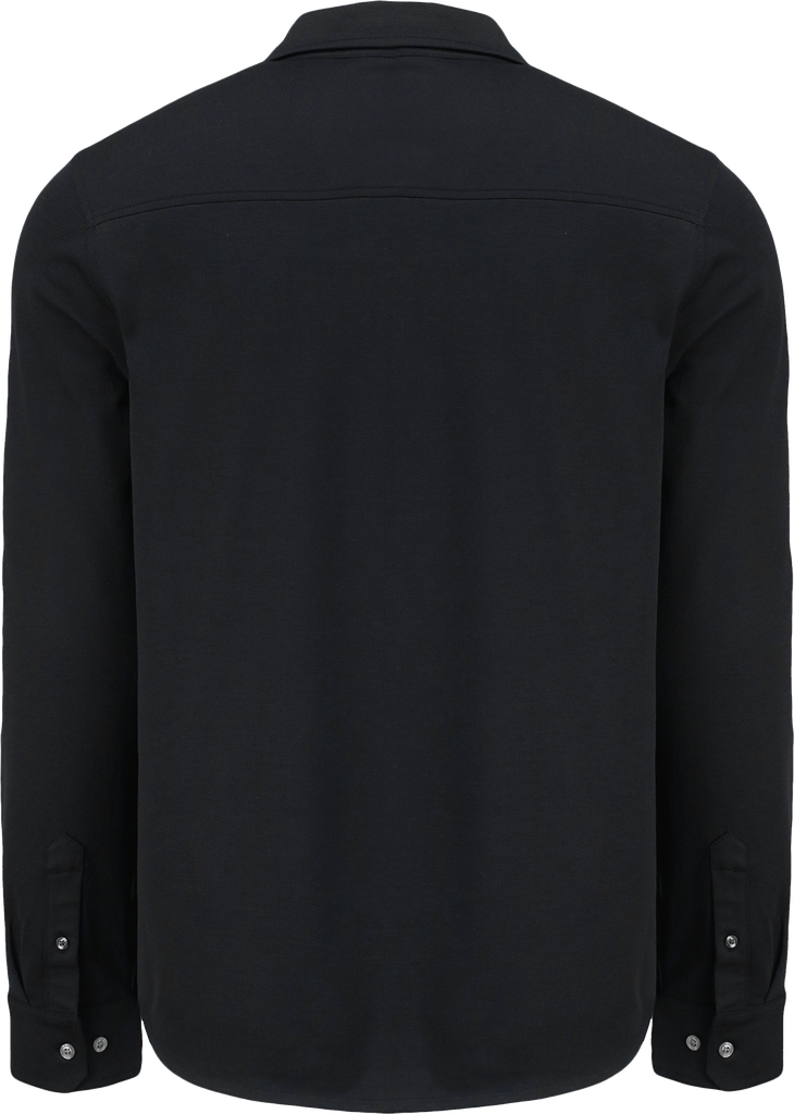 MCK01332 Chemise en maille piqué tri-mélange homme-noir