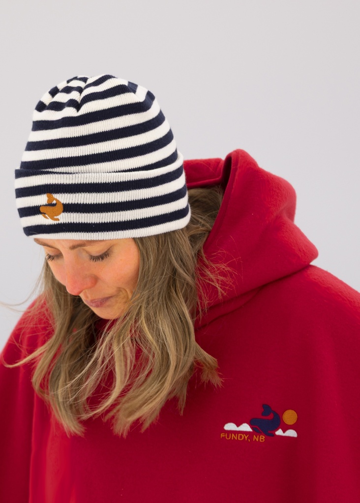 907 Tuque rayée tricotée MARINE/IVOIRE