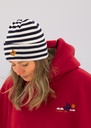 907 Tuque rayée tricotée MARINE/IVOIRE