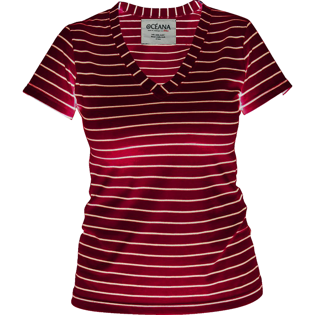 OC4315W T-shirt rayé col V femme