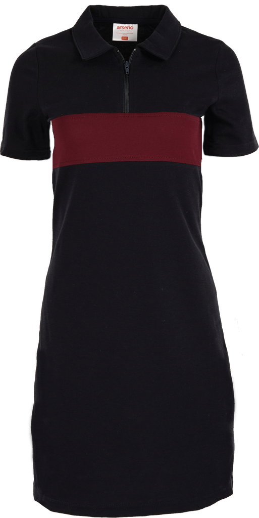7023W Robe polo à blocs de couleur 1/4 zip