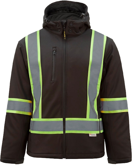 HV512 BLACK High Visibility Insulated Softshell Jacket