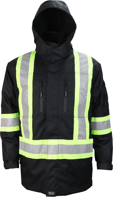 830X4  BLACK 4 in 1 High Visibility Water Resistant Coat