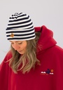 907  Striped knitted navy blue beanie