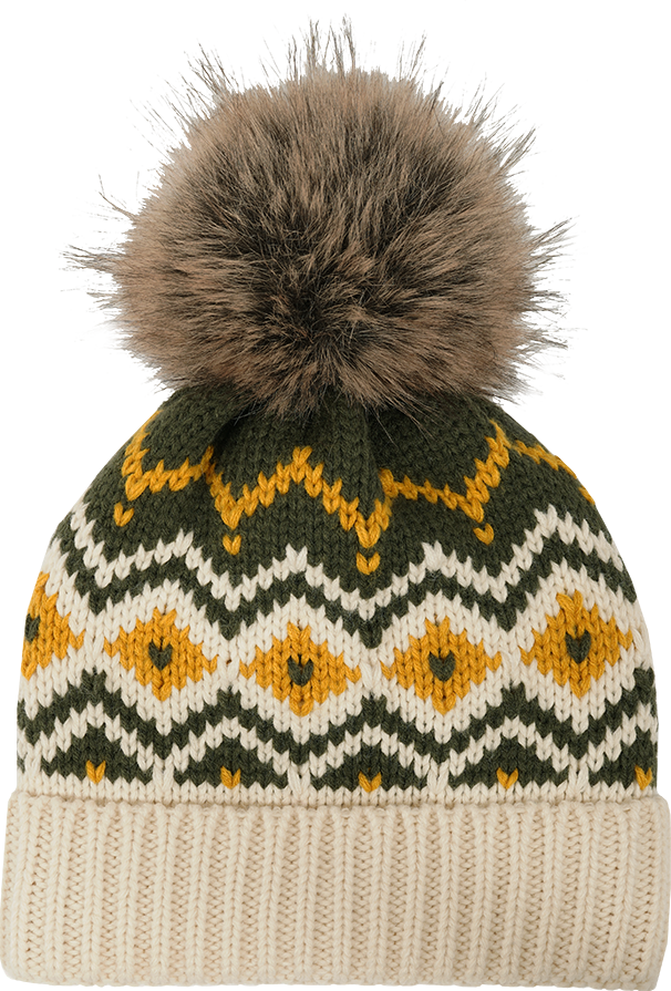 X9018 Bonnet en tricot à pompon et chevron