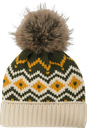 X9018 Knitted Chevron Beanie with Pom-Pom