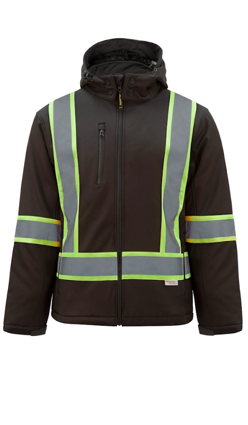 HV512 BLACK High Visibility Insulated Softshell Jacket