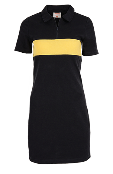 7023W Colorblock Polo Dress with 1/4 Zip