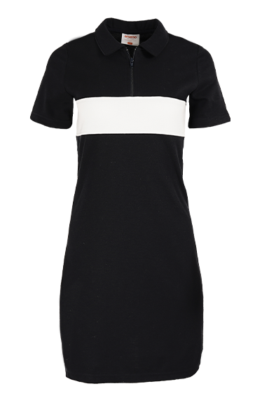 7023W Colorblock Polo Dress with 1/4 Zip