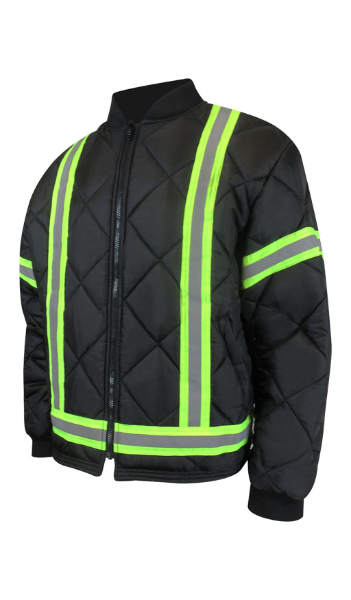 590R BLACK Quilted Coat with Bands