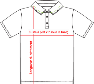 Charte de grandeur YQK00003 (XS-JR à XL-JR)