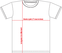 Charte de grandeur X2106U (XS à 3XL)