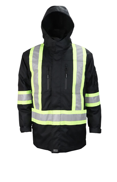 830X4  BLACK 4 in 1 High Visibility Water Resistant Coat